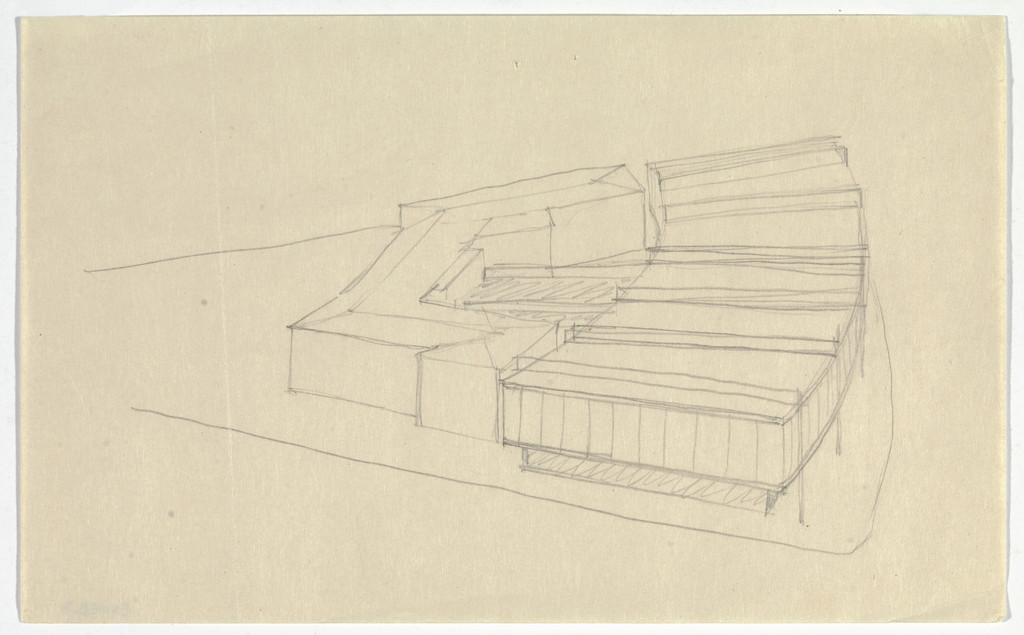 Cullinan Wing Addition, The Museum of Fine Arts, Houston, Texas (Aerial perspective sketch)