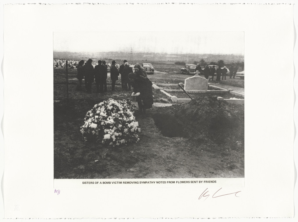 Sisters of a Bomb Victim Removing Sympathy Notes from Flowers Sent by Friends from the series The Troubles