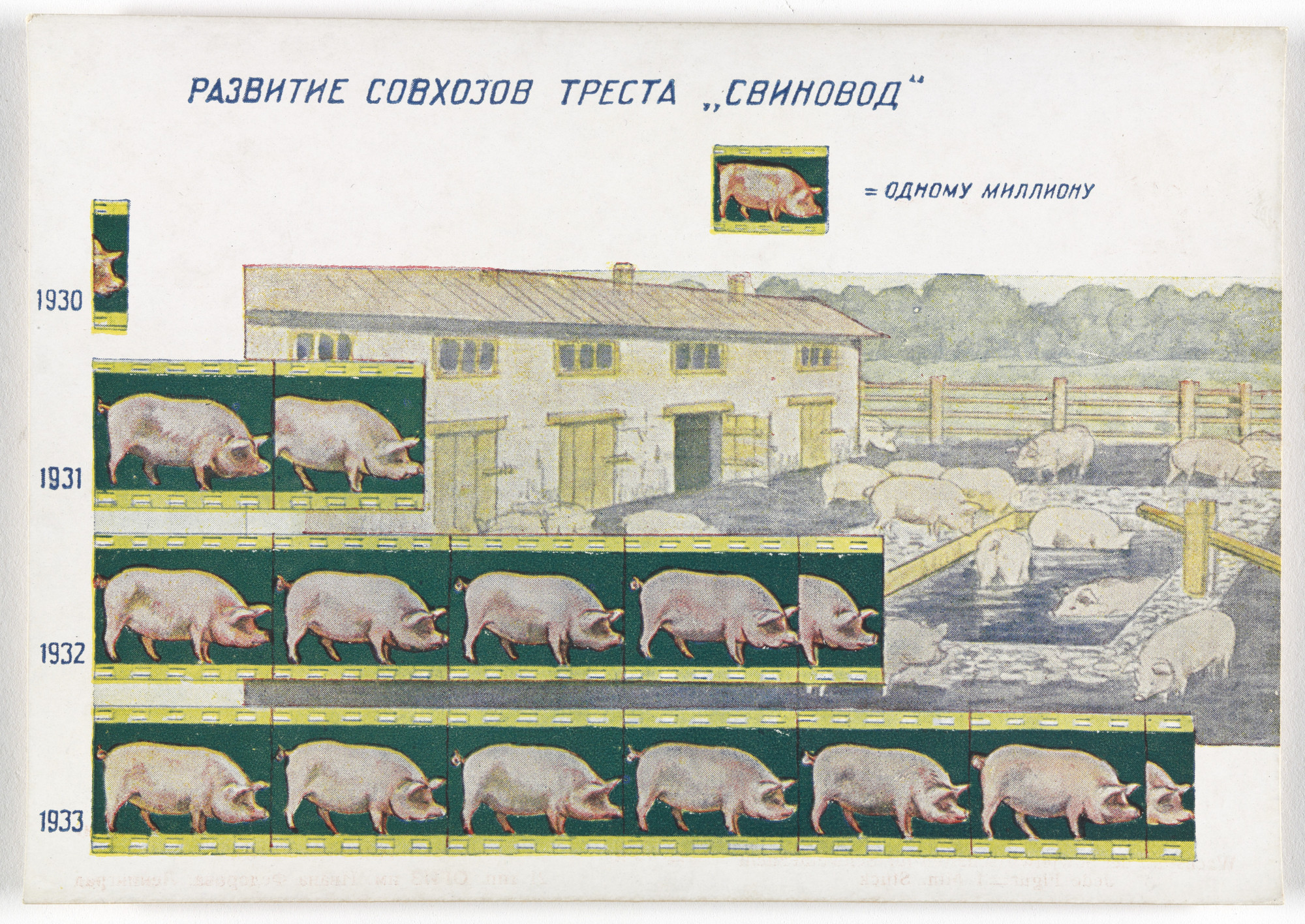 Unknown Artists. Dognat' i peregnat' v tekhniko-ekonomicheskom otnoshenii peredovye kapitalisticheskie strany v 10 let. 70 kartinnye diagrammna otkrytkakh (To Catch up with and Surpass the Leading Capitalist Countries in Technical and Economic Affairs in 10 Years. 70 Pictorial Diagrams on Postcards). 1931