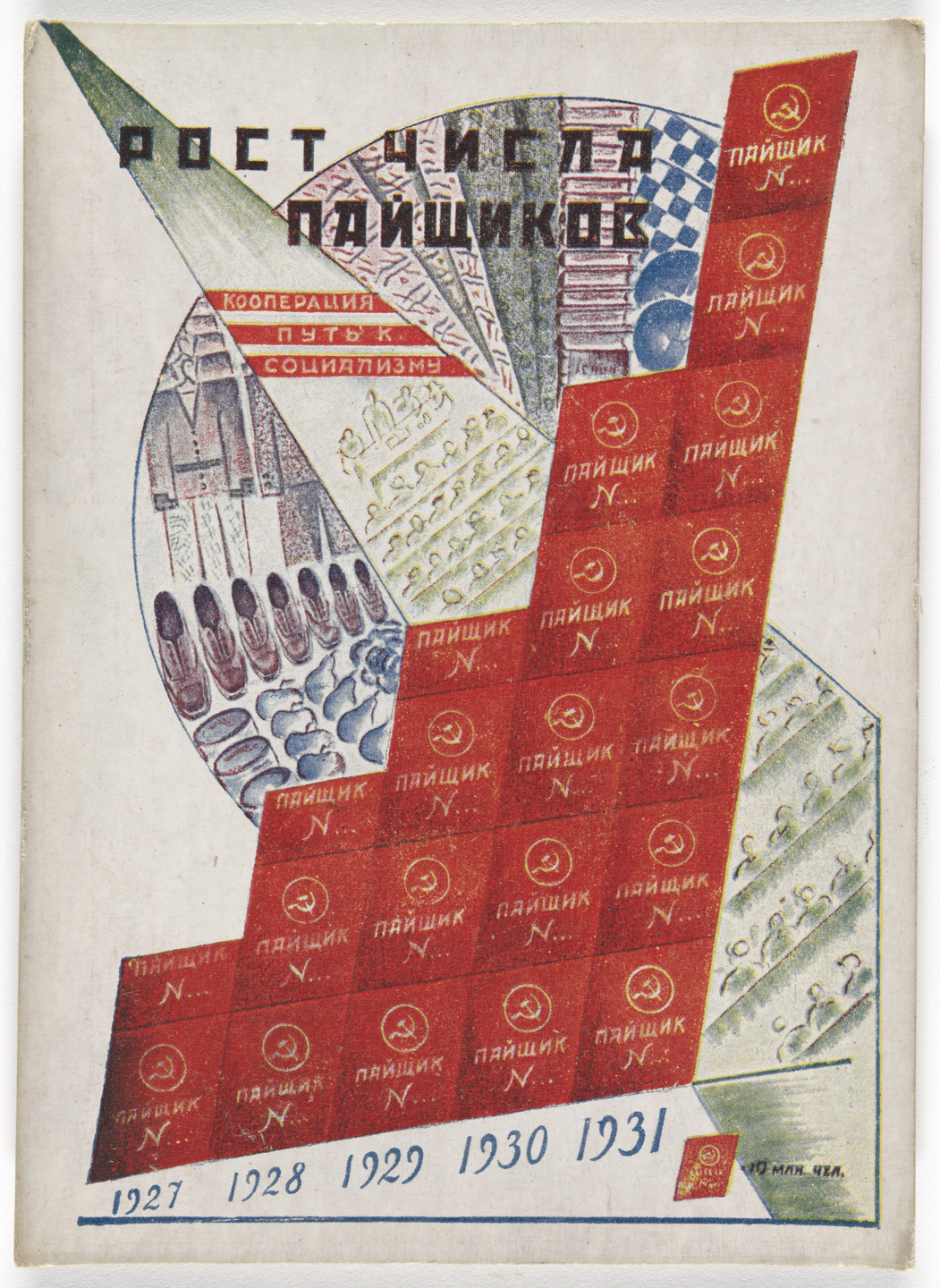 Unknown Artists. Dognat' i peregnat' v tekhniko-ekonomicheskom otnoshenii peredovye kapitalisticheskie strany v 10 let. 70 kartinnye diagrammna otkrytkakh (To Catch up with and Surpass the Leading Capitalist Countries in Technical and Economic Affairs in 10 Years. 70 Pictorial Diagrams on Postcards). 1931