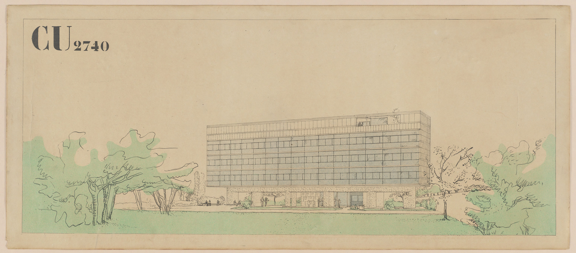 Le Corbusier (Charles-Édouard Jeanneret), Pierre Jeanneret. Swiss Pavilion, Cité internationale universitaire de Paris, Paris, France, Side elevation. 1932
