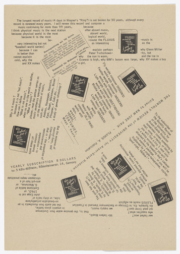 Nam June Paik. The Monthly Review of the University for Avant-Garde Hinduism! (Postmusic). 1963