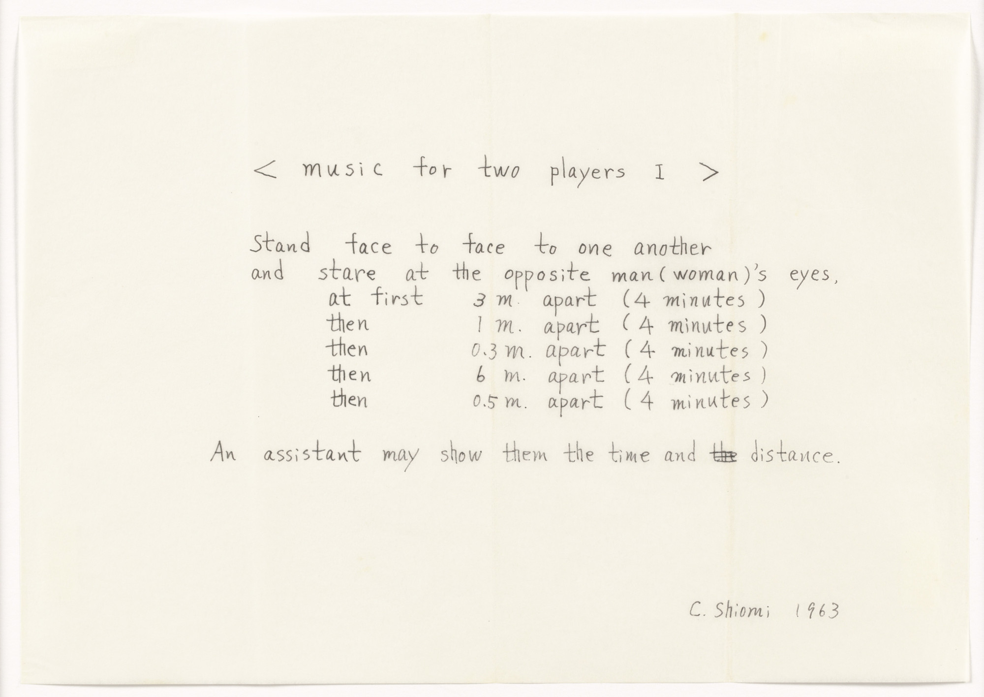 Mieko Shiomi. < music for two players I >