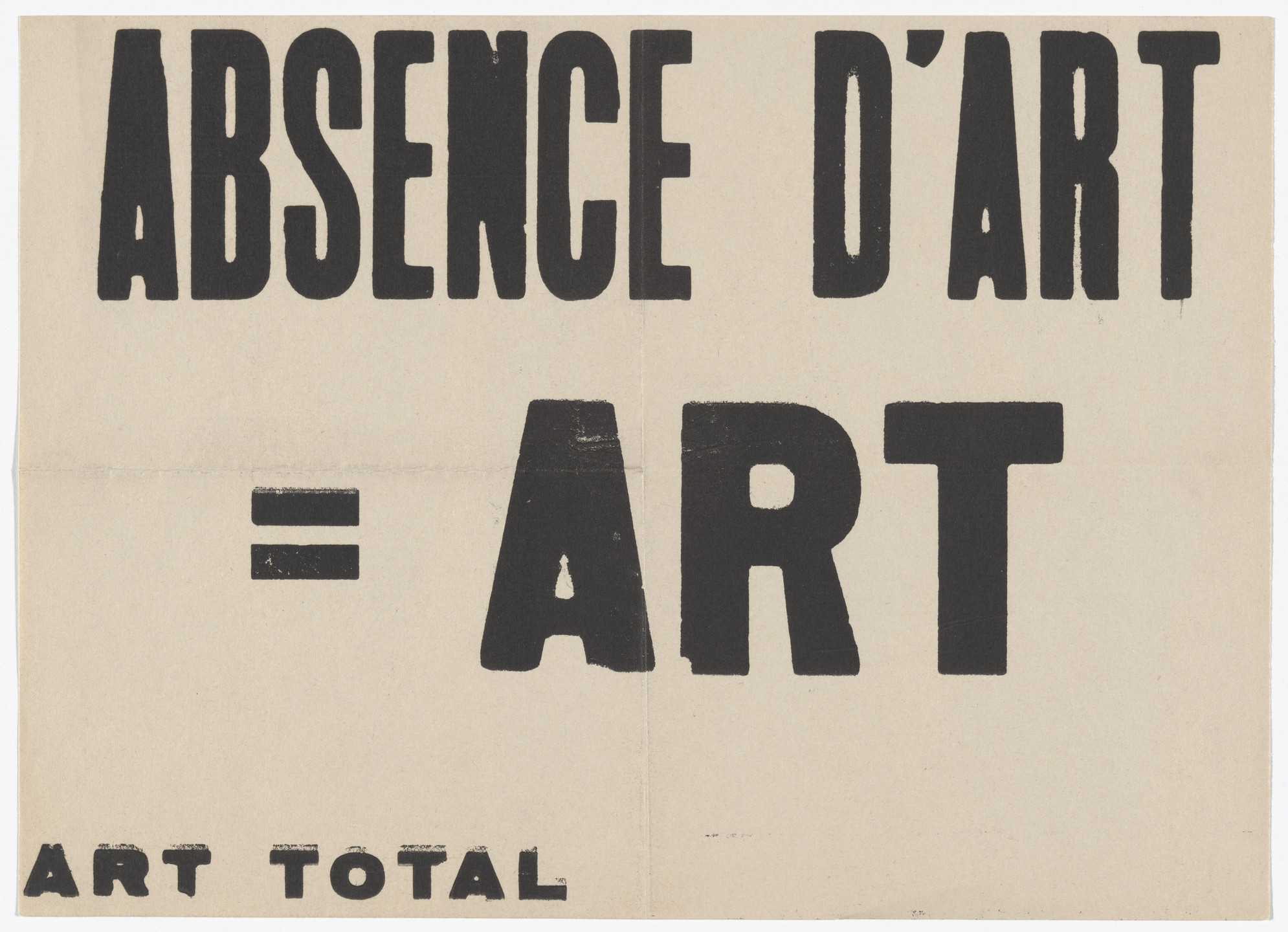 Ben Vautier. Absence d&#39;art = art (No Art = Art). 1964