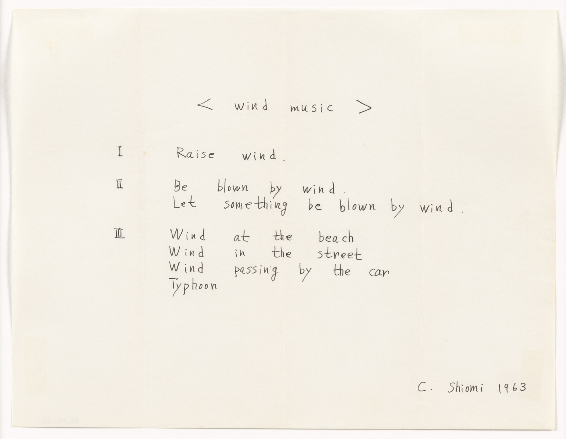 Mieko Shiomi. < wind music >. 1963
