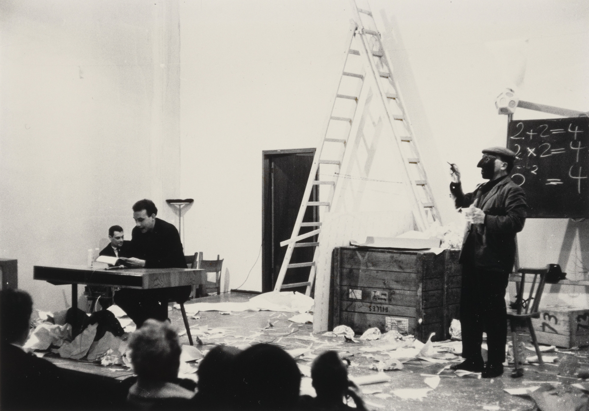 Emmett Williams, Daniel Spoerri. Emmett Williams&#39; Counting Song and Daniel Spoerri&#39;s Hommage à l’Allemagne, performed during Festum Fluxorum/Fluxus/Musik und Antimusik/Das Instrumentale Theater, Staatliche Kunstakademie, Düsseldorf, February 2, 1963. 1962