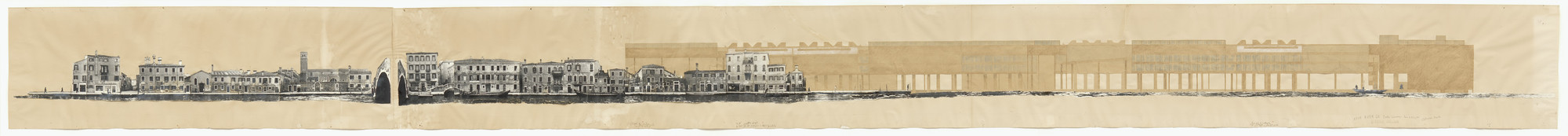 Le Corbusier (Charles-Édouard Jeanneret). Hospital, Venice 1962–65. Elevation. 1967