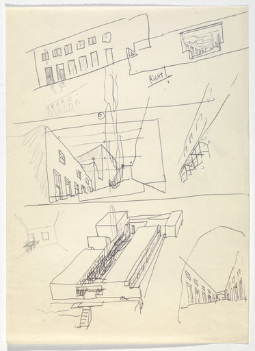 Álvaro Siza. SAAL S. Victor Social Housing, Porto, Portugal (Elevation and perspective sketches). 1974-1977