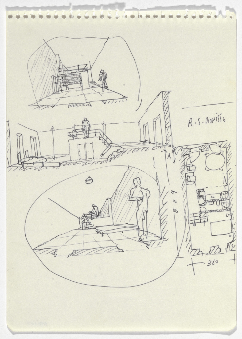 Álvaro Siza. SAAL S. Victor Social Housing, Porto, Portugal (Plan and perspective sketches). 1974-1977