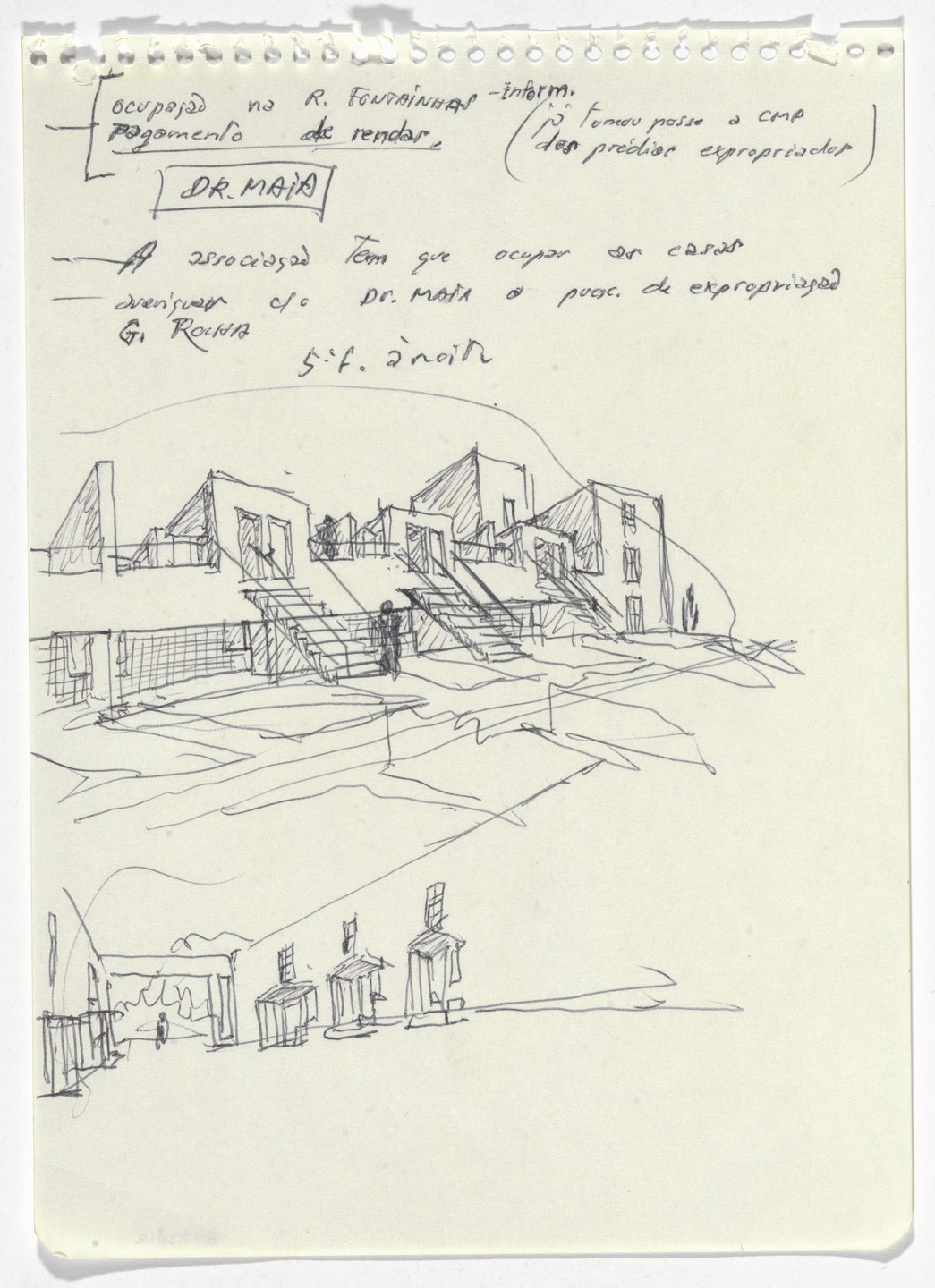 Álvaro Siza. SAAL S. Victor Social Housing, Porto, Portugal (Perspective sketches). 1974-1977