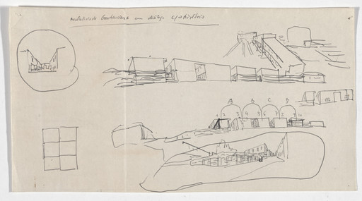 Álvaro Siza. SAAL S. Victor Social Housing, Porto, Portugal (Plan and perspective sketches). 1974-1977