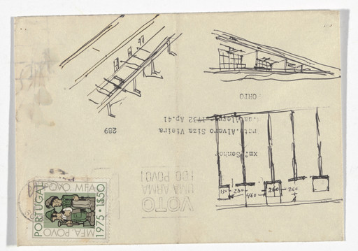 Álvaro Siza. SAAL S. Victor Social Housing, Porto, Portugal (Plan and perspective sketches). 1974-1977