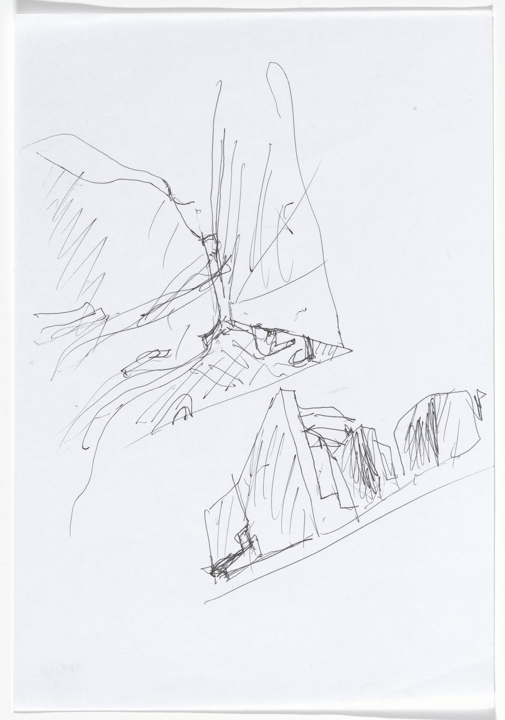 Álvaro Siza. Iberê Camargo Museum, Porto Alegre, Brazil (Perspective sketches). 1998–2008