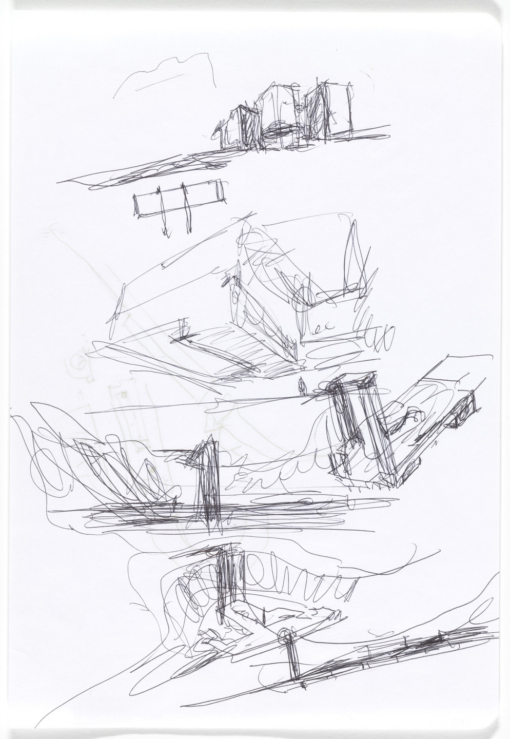 Álvaro Siza. Iberê Camargo Museum, Porto Alegre, Brazil (Perspective sketches). 1998–2008