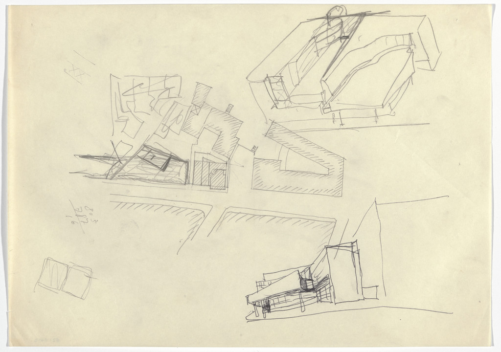 Banco Pinto & Sotto Mayor, Oliveira de Azeméis, Portugal (Plan and perspective sketches)