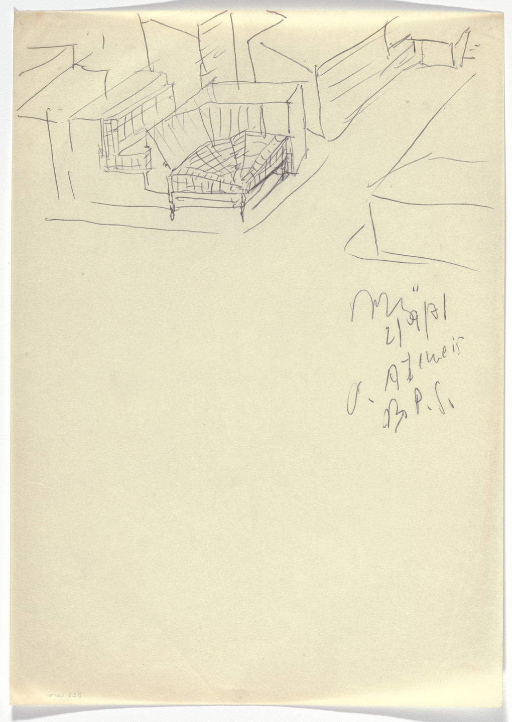Álvaro Siza. Banco Pinto &amp; Sotto Mayor, Oliveira de Azeméis, Portugal (Perspective sketch). 1971-1974