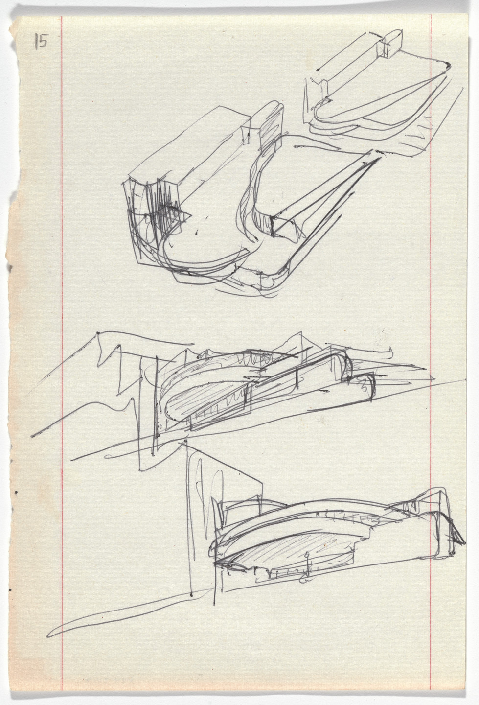 Álvaro Siza. Banco Pinto &amp; Sotto Mayor, Oliveira de Azeméis, Portugal (Perspective sketches). 1971-1974