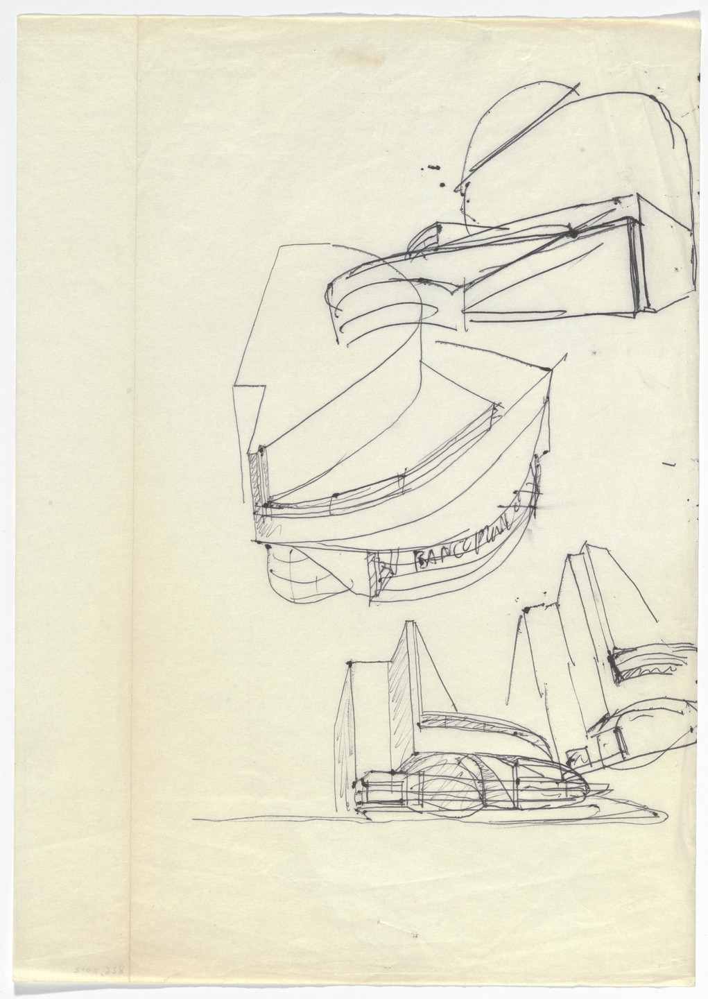Álvaro Siza. Banco Pinto &amp; Sotto Mayor, Oliveira de Azeméis, Portugal (Perspective sketches). 1971-1974