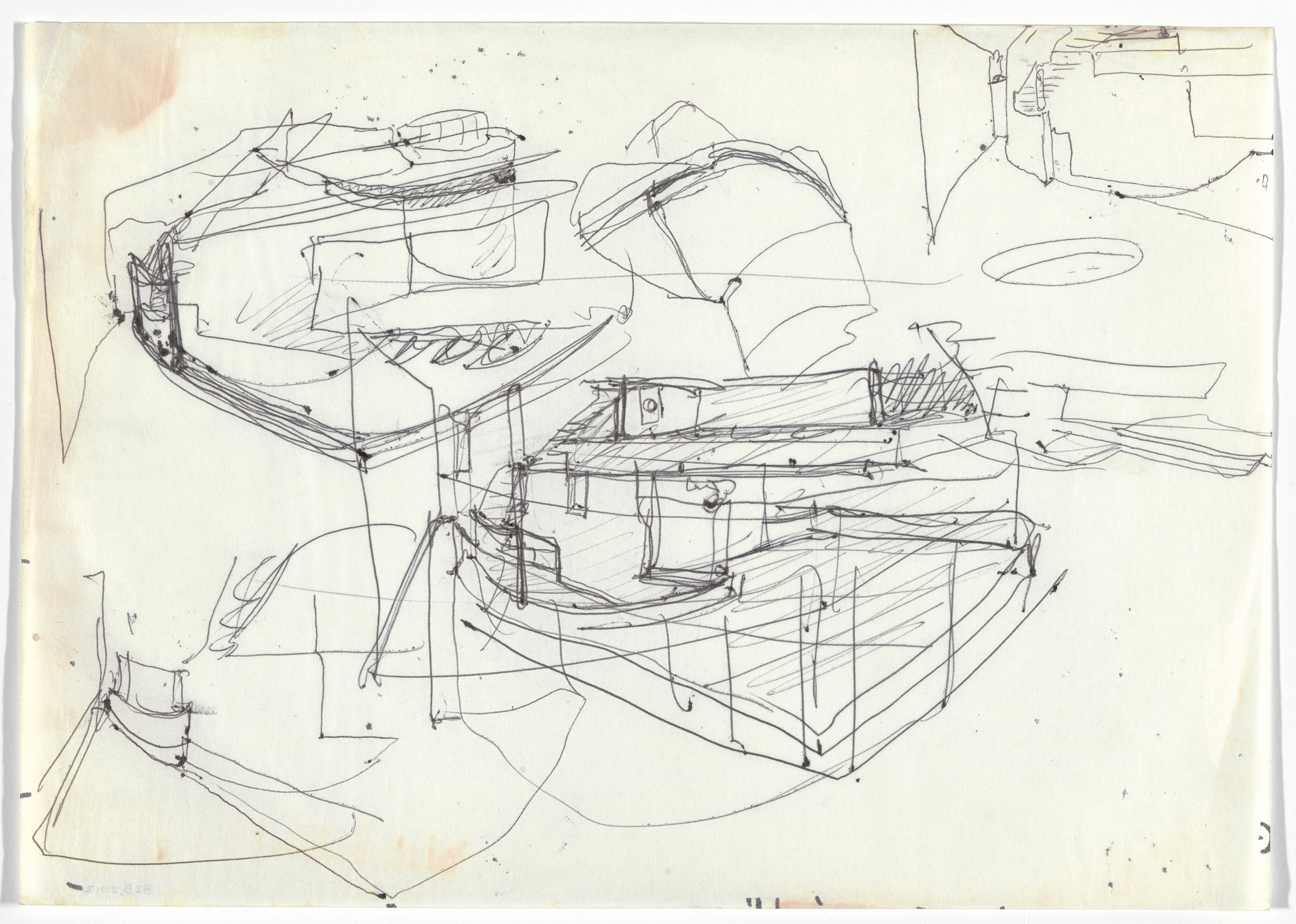 Álvaro Siza. Banco Pinto &amp; Sotto Mayor, Oliveira de Azeméis, Portugal (Perspective sketches). 1971-1974