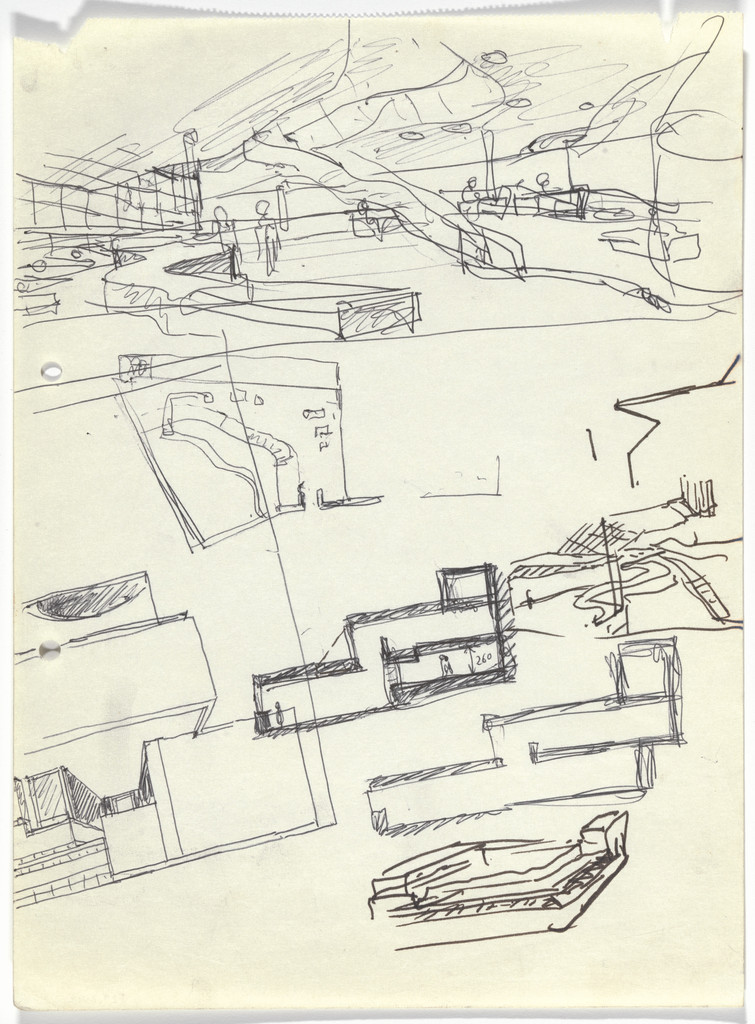 Banco Pinto & Sotto Mayor, Oliveira de Azeméis, Portugal (Elevation and perspective sketches)