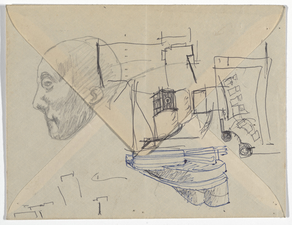 Banco Pinto & Sotto Mayor, Oliveira de Azeméis, Portugal (Plan and perspective sketches with figure)