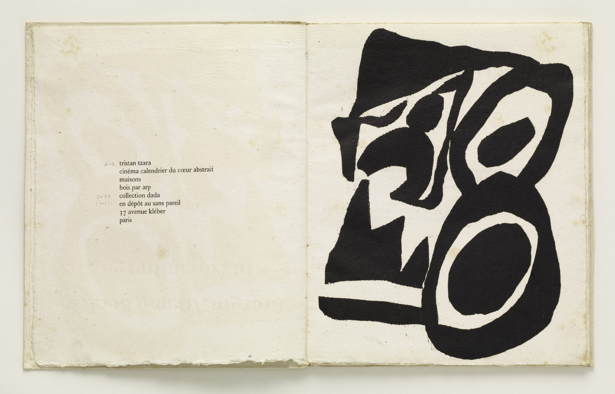 Jean (Hans) Arp. Frontispiece (folio 2) from Cinéma calendrier du coeur abstrait, maisons ( Cinema Calendar of the Abstract Heart, Houses )