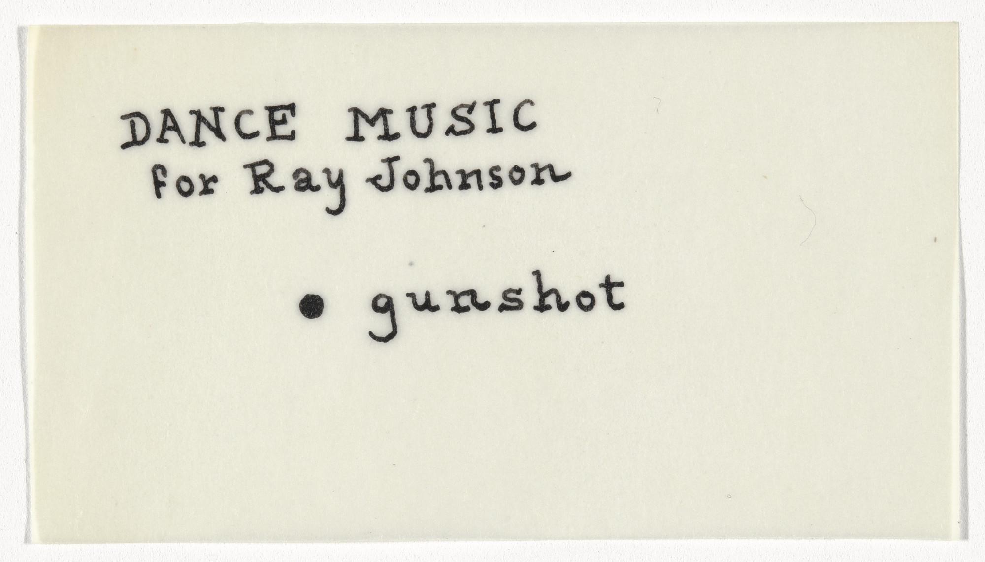 George Brecht. Dance Music for Ray Johnson