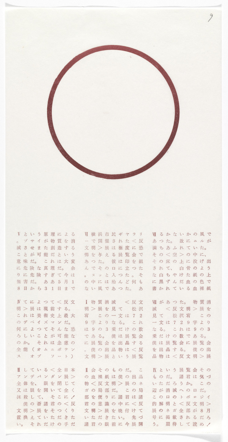 Yutaka Matsuzawa. Vanishing of Matter: Seeing Anti-Civilization Exhibition from The Whole Works. 1965