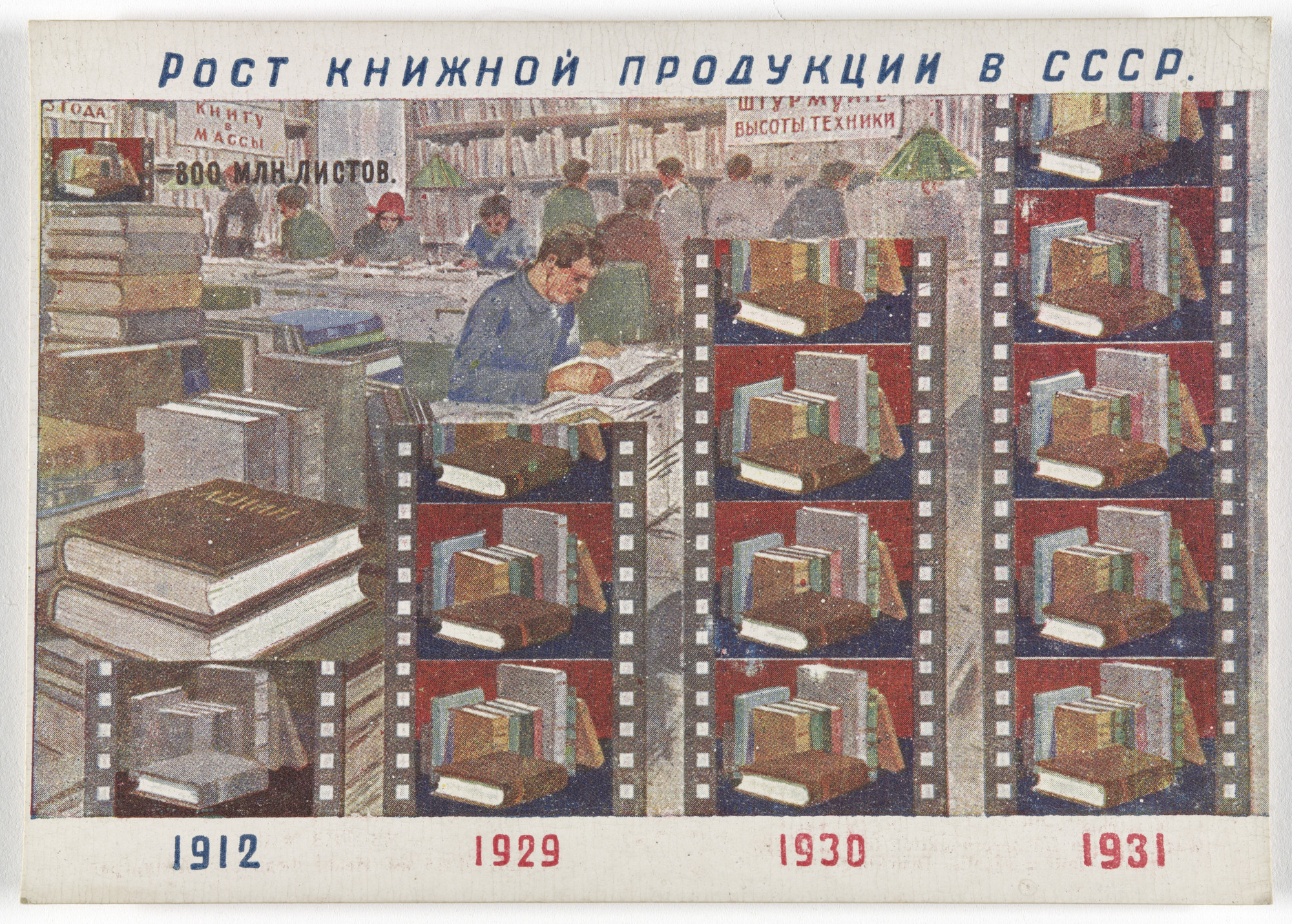 Unknown Artists. Dognat' i peregnat' v tekhniko-ekonomicheskom otnoshenii peredovye kapitalisticheskie strany v 10 let. 70 kartinnye diagrammna otkrytkakh (To Catch up with and Surpass the Leading Capitalist Countries in Technical and Economic Affairs in 10 Years. 70 Pictorial Diagrams on Postcards). 1931