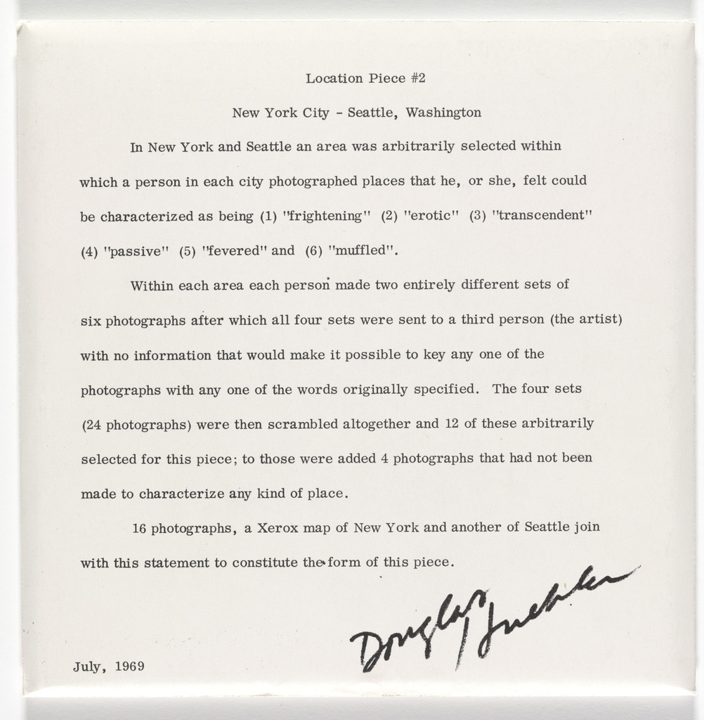 Location Piece #2, New York City – Seattle, Washington from Artists & Photographs