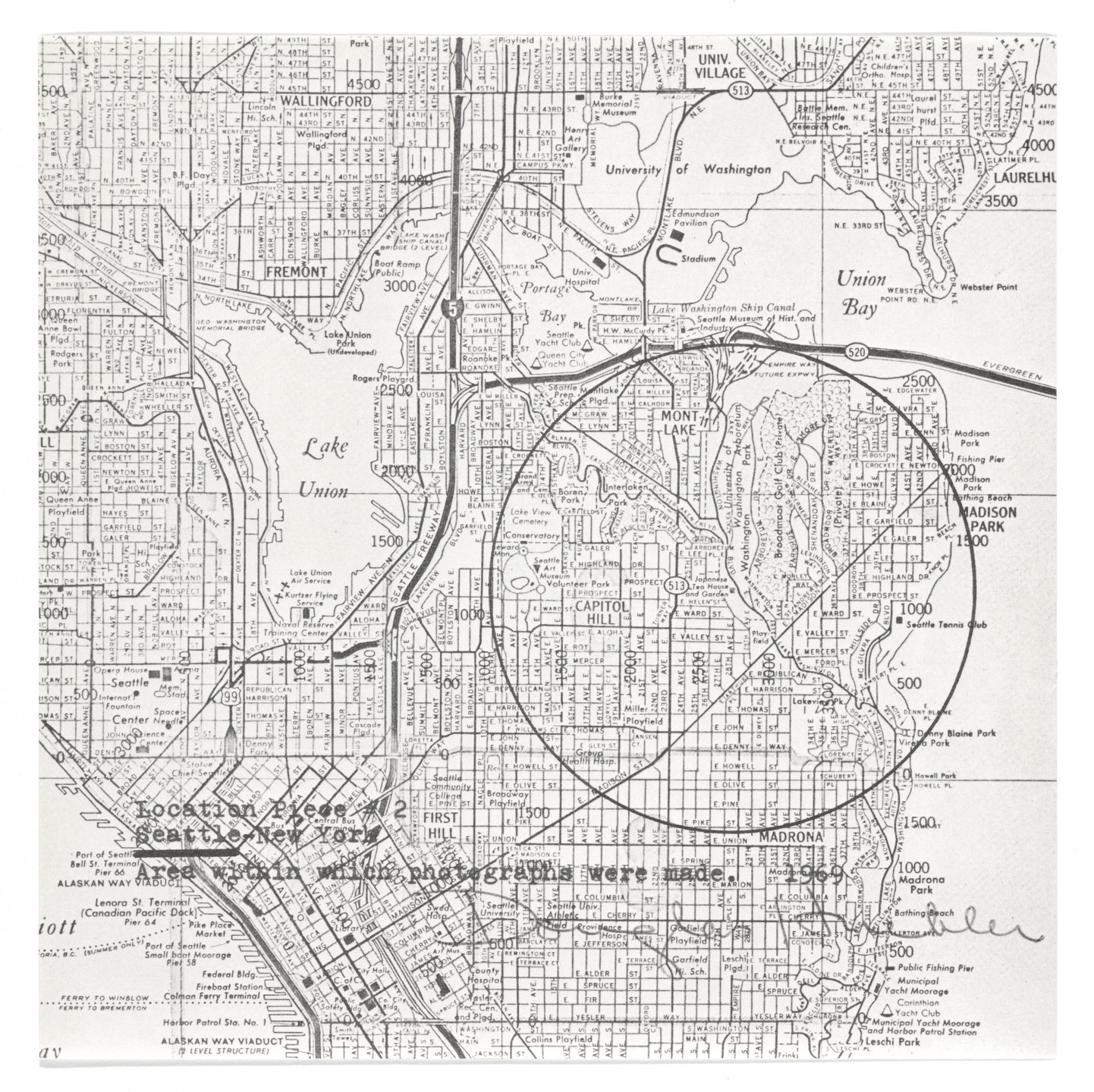 Douglas Huebler. Location Piece #2, New York City – Seattle, Washington from Artists &amp; Photographs. 1969, published 1970
