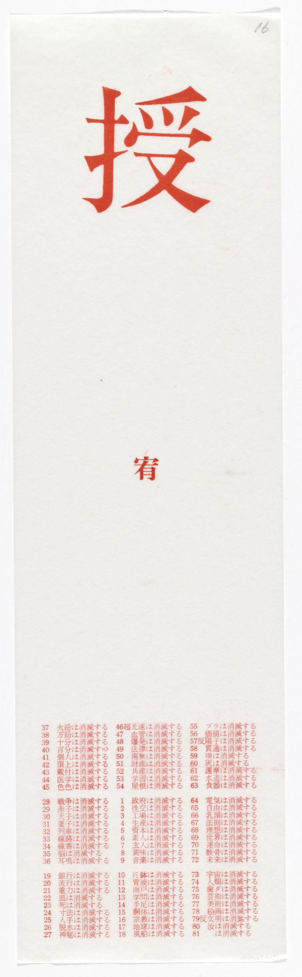 Yutaka Matsuzawa. Ju (Blessings): Talisman of Vanishing from The Whole Works