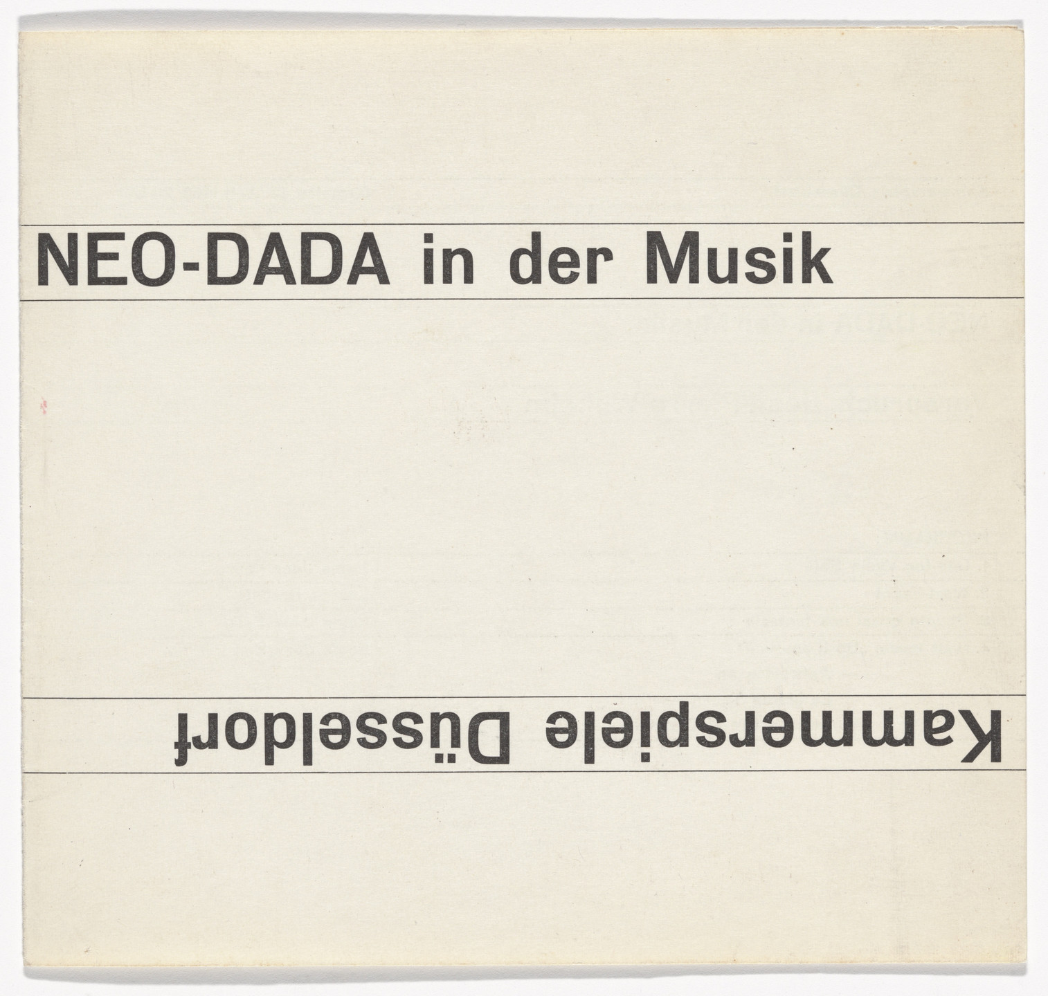 Designer Unidentified. Program for Neo-Dada in der Musik, Kammerspiele, Düsseldorf, June 16, 1962. 1962