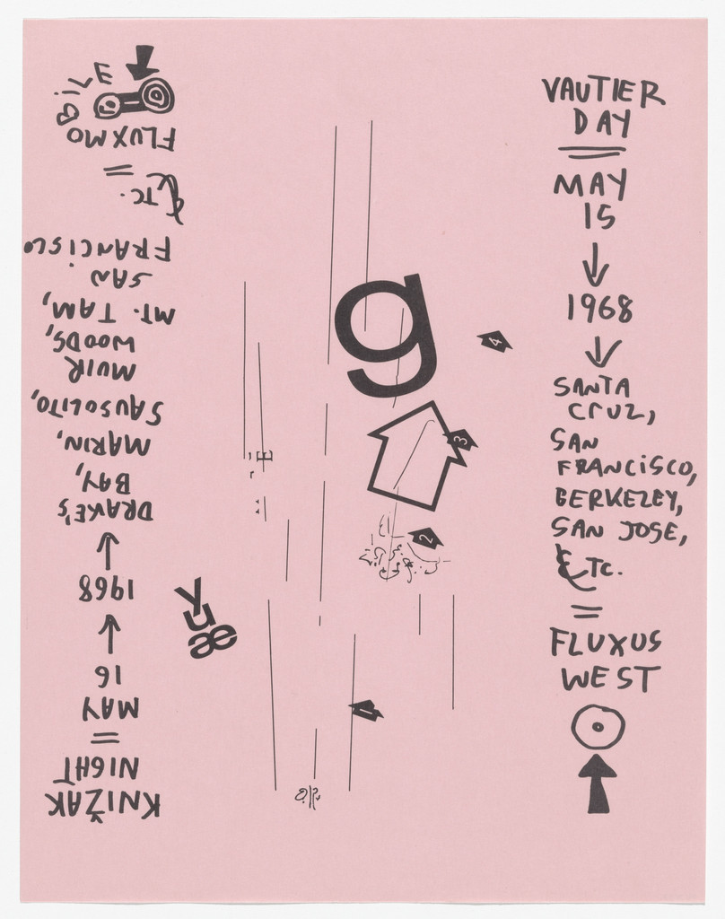 Poster for Vautier Day / Knížák Night, Fluxus West, various cities, California, May 15–16, 1968 by Ken Friedman