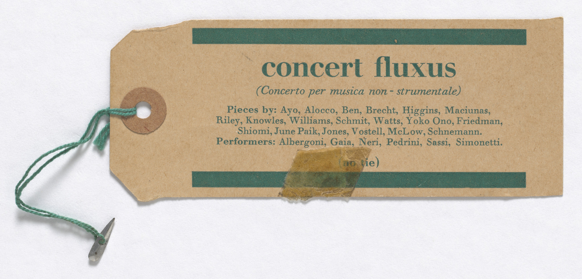 Designer Unidentified. Announcement for Concert Fluxus, Teatro La Piccola Commenda, Milan, February 12, 1967. 1967