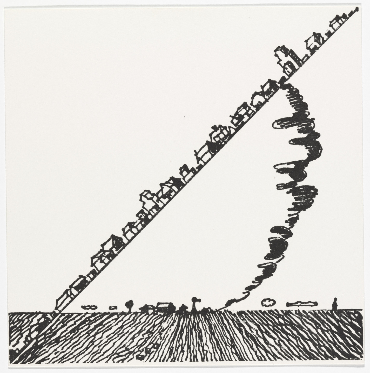 Joe Zucker. The Relocation of Property by Natural Forces from the Rubber Stamp Portfolio. 1976, published 1977
