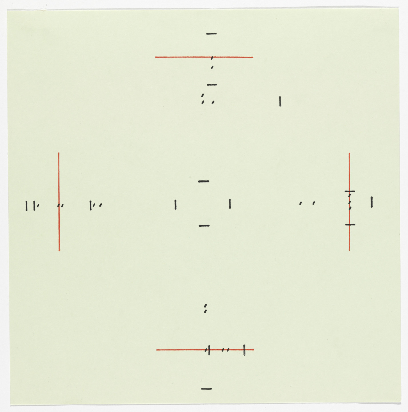 Barry Le Va. Installation Floor Plan for Any Space Surrounded by Four Walls from the Rubber Stamp Portfolio. 1976, published 1977