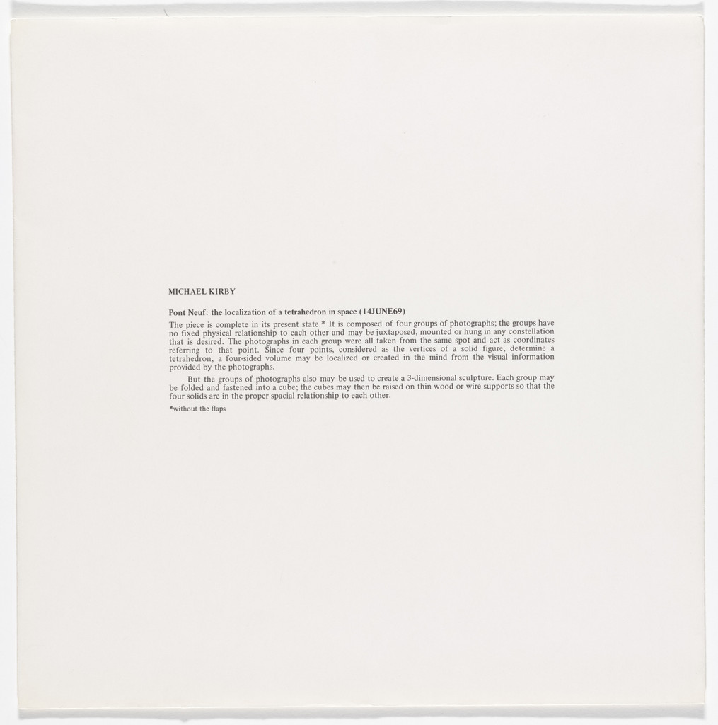 Pont Neuf: The Localization of a Tetrahedron in Space from Artists & Photographs