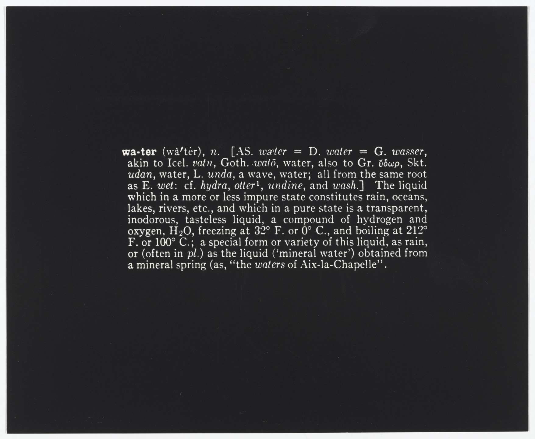 Joseph Kosuth. Notebook on Water from Artists &amp; Photographs. 1965–66, published 1970