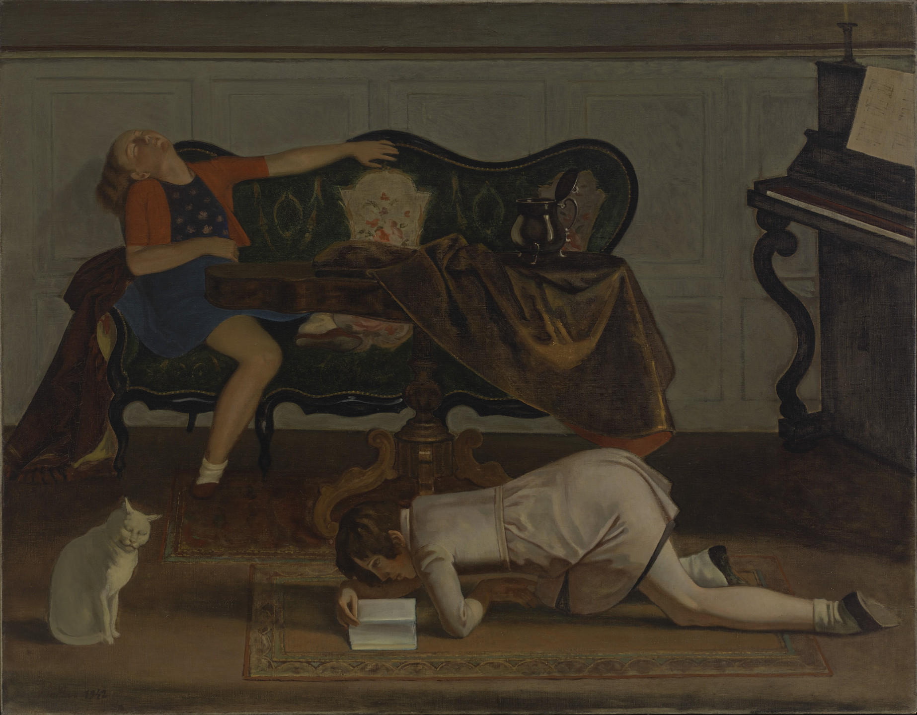 絵画 Balthus (Balthazar Klossowski de Rola) Balthus (Baltusz Klossowski de Rola). The Living Room. 1942
