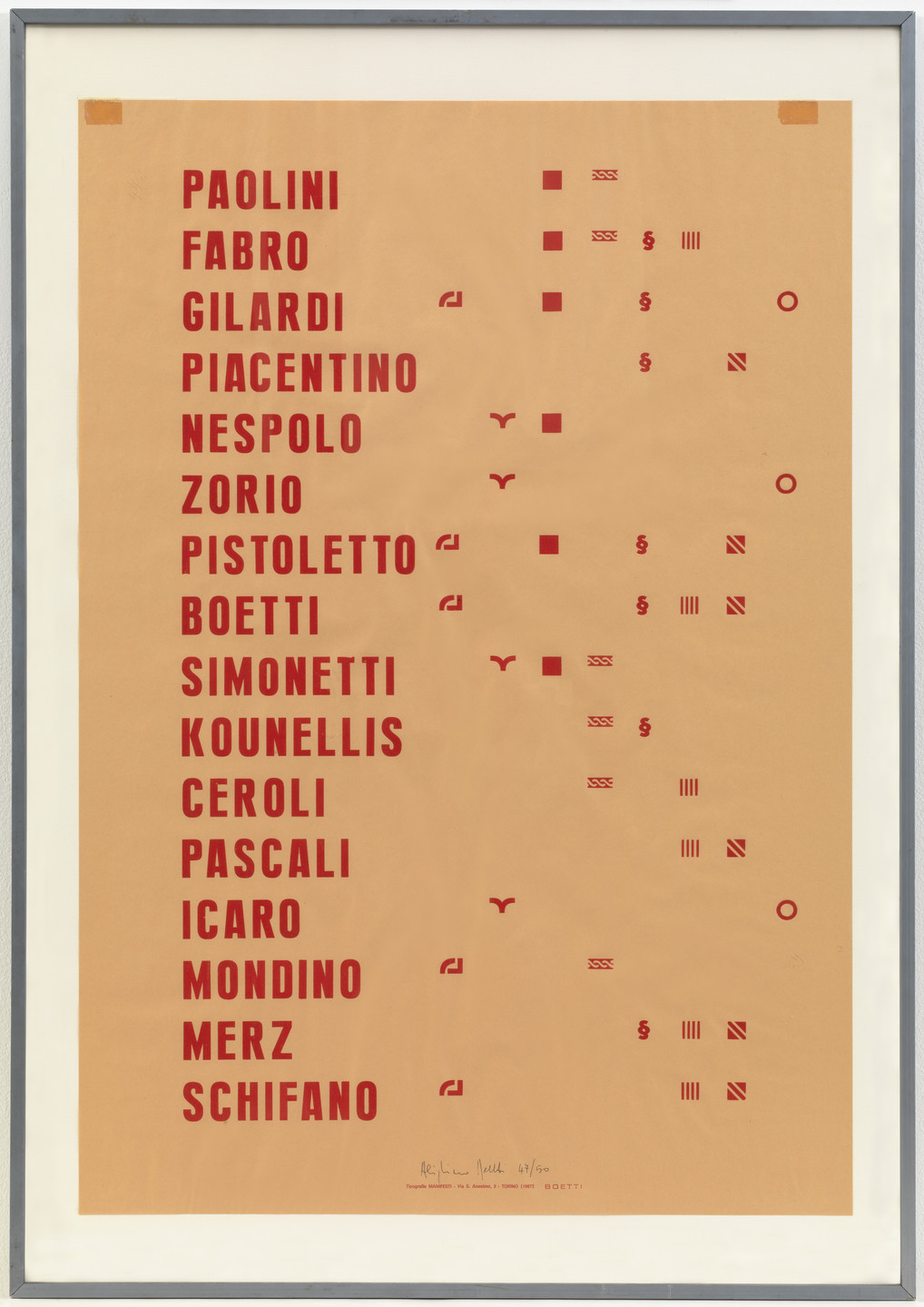 Alighiero Boetti. Manifesto. 1967/1970