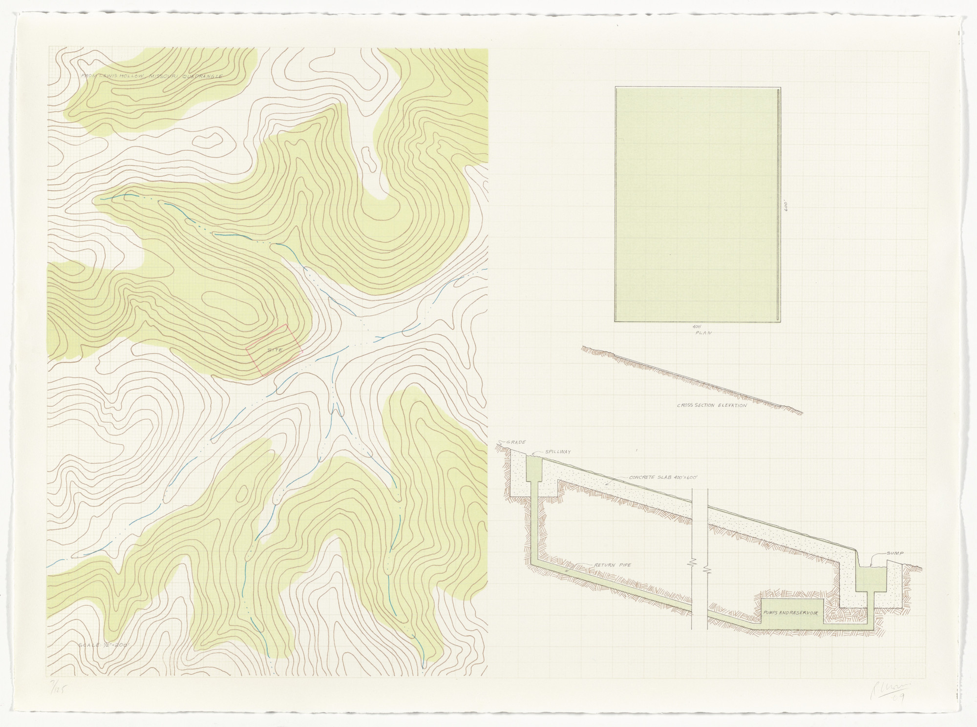 Robert Morris. Waterfall from Earth Projects