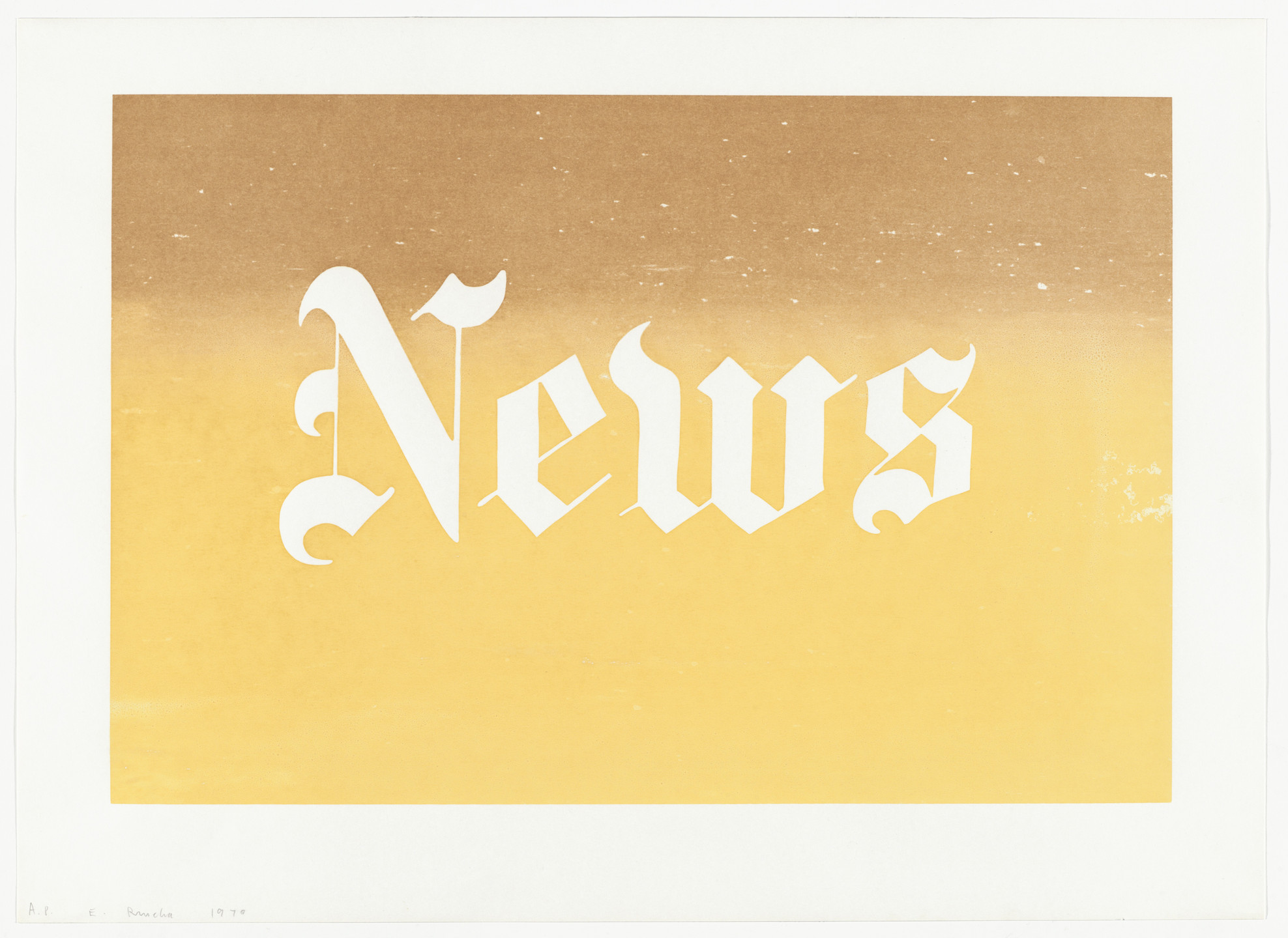 Edward Ruscha. News from News, Mews, Pews, Brews, Stews &amp; Dues. 1970