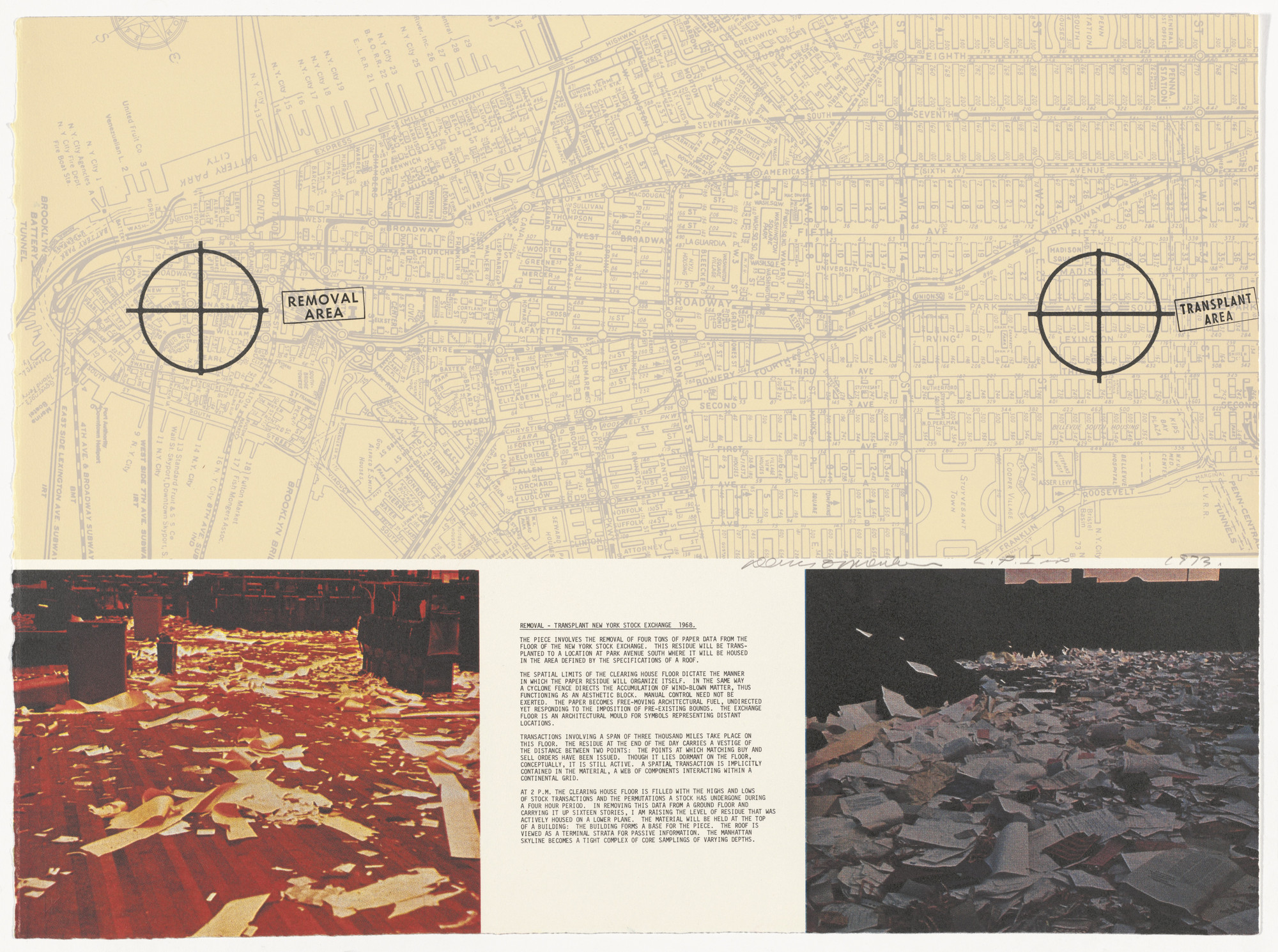 Dennis Oppenheim. Removal - Transplant New York Stock Exchange. 1968 from Projects by Dennis Oppenheim
