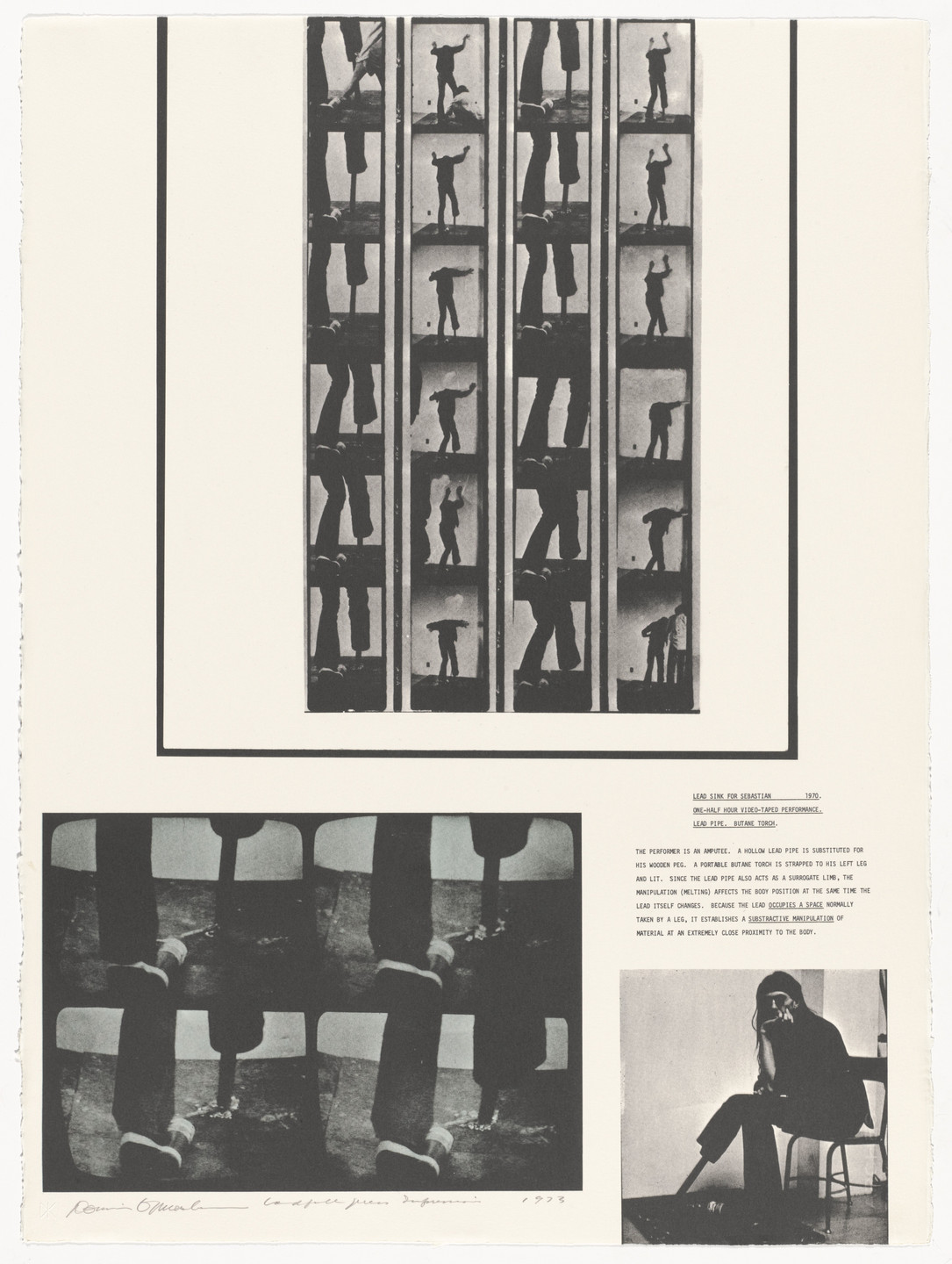 Dennis Oppenheim. Lead Sink For Sebastian. 1970 from Projects by Dennis Oppenheim. 1973