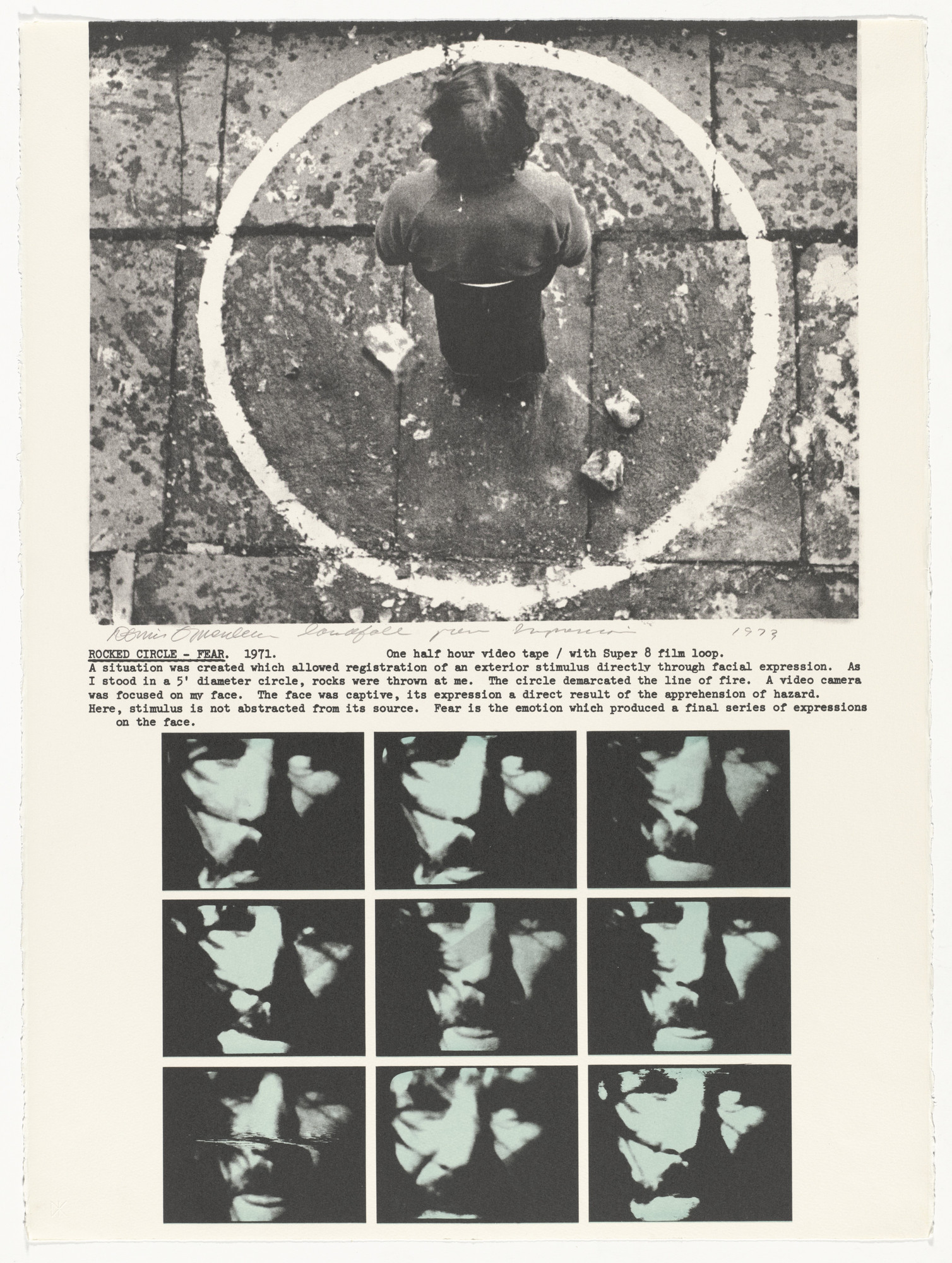 Dennis Oppenheim. Rocked Circle - Fear. 1971 from Projects by Dennis Oppenheim
