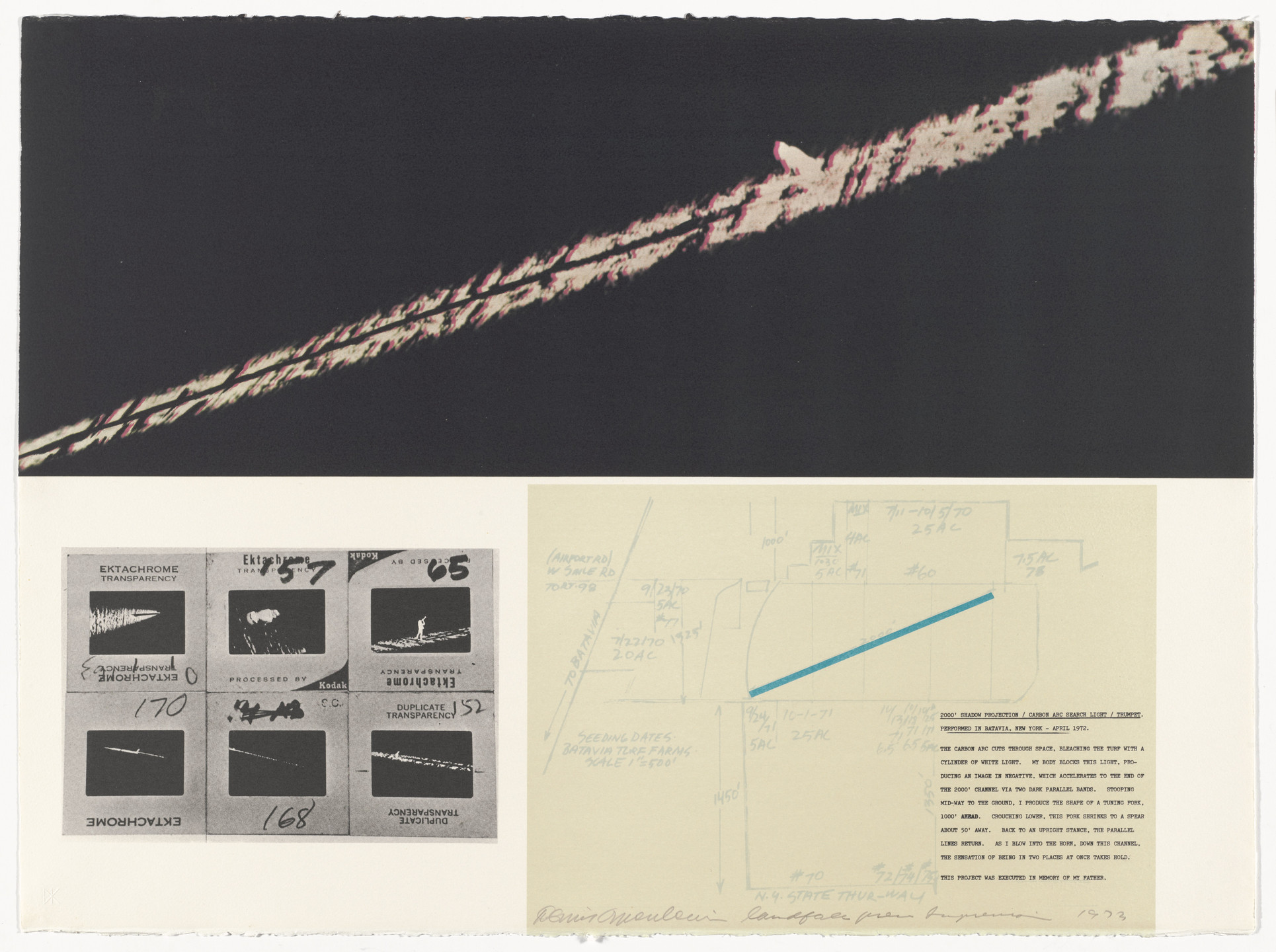 Dennis Oppenheim. 2,000&#39; Shadow Projection. 1972 from Projects by Dennis Oppenheim. 1973