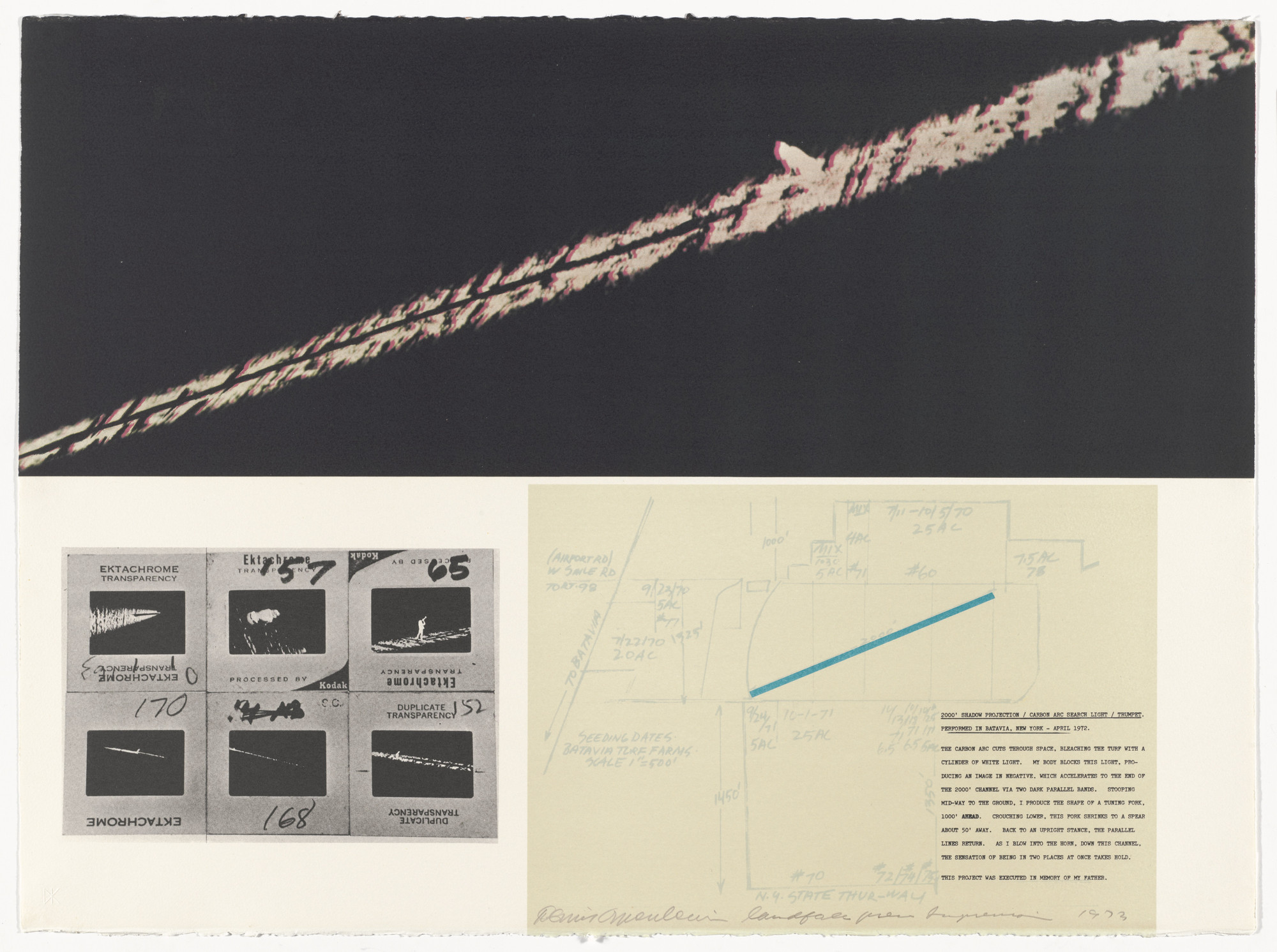 Dennis Oppenheim. 2,000' Shadow Projection. 1972 from Projects by Dennis Oppenheim