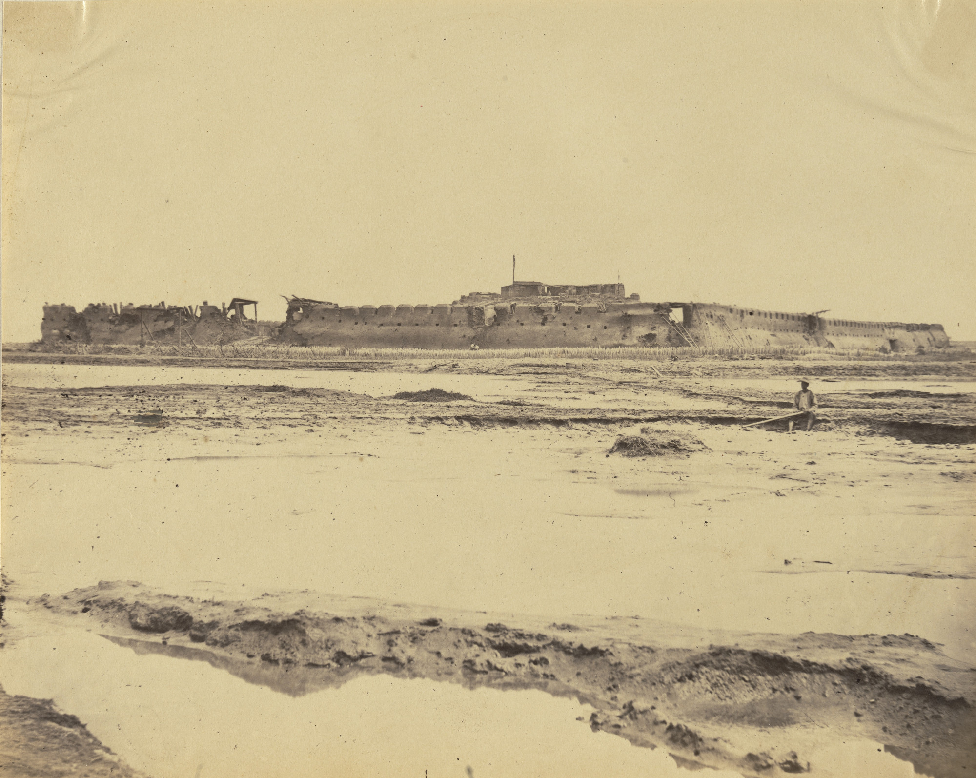 Felice Beato. Exterior of North Taku Fort on Peiho River, Showing the English and French Entrance