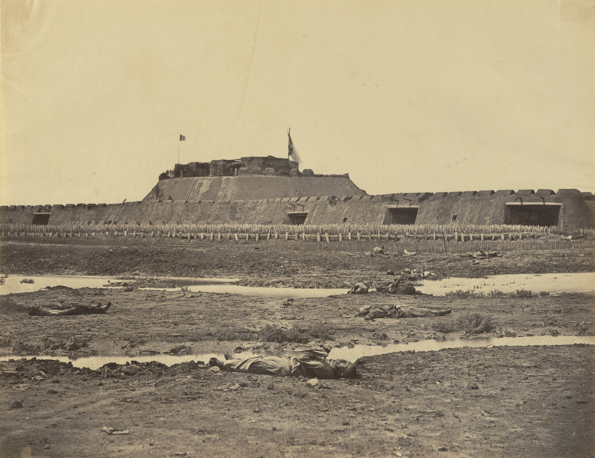 Felice Beato. Rear of the North Fort after it's Capture Showing the Retreat of the Chinese Army